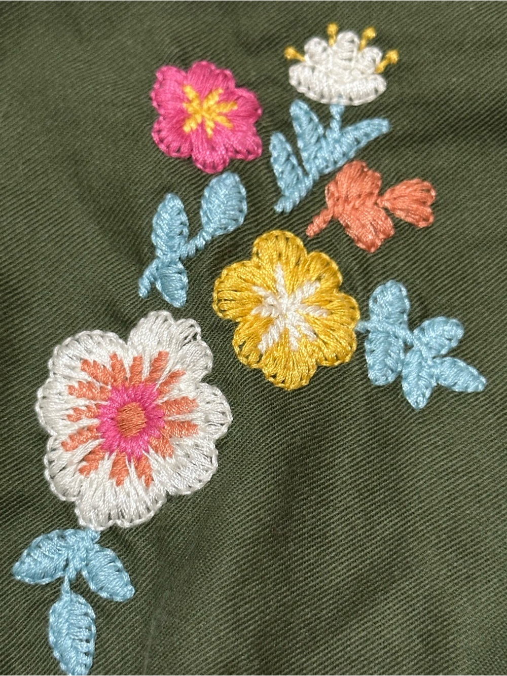 wonder nation Olive Green Embroidered Button-Front Dress - Picture 6 of 6